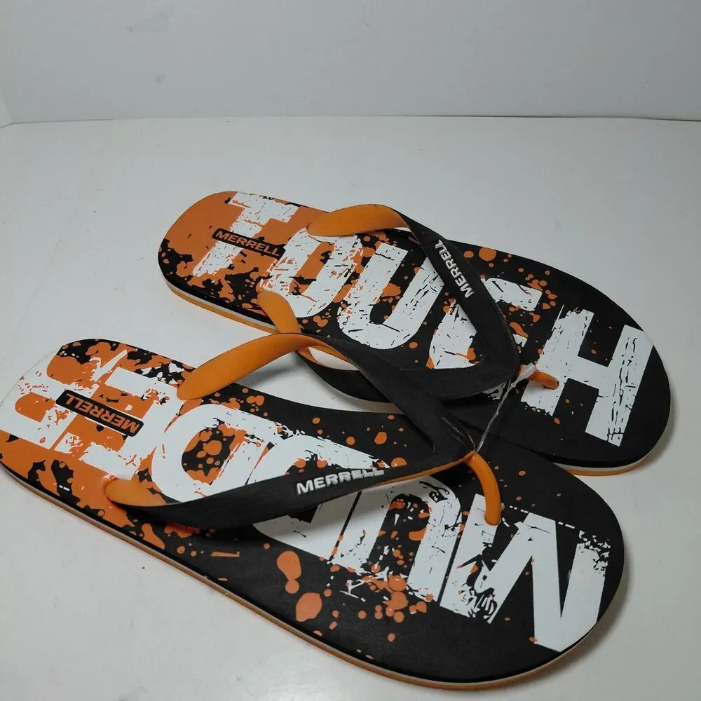 NEW TOUGH MUDDER×Merrell CHALLENGE Sandals Black Flip Flops Summer Men's Sz 9